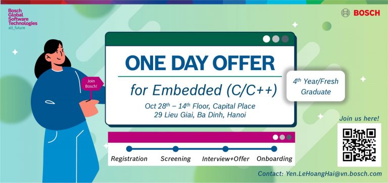BOSCH GLOBAL SOFTWARE TECHNOLOGIES tuyển dụng – ONE DAY OFFER