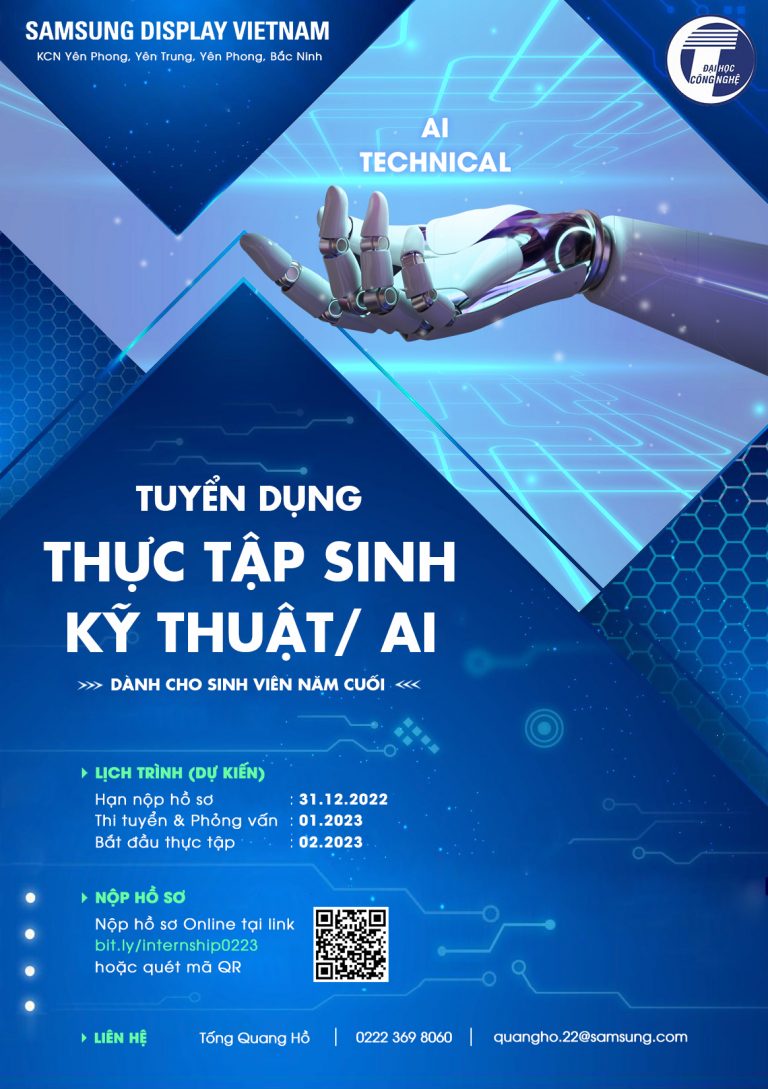 Chương trình thực tập sinh kỹ thuật/AI tại Samsung Display Việt Nam