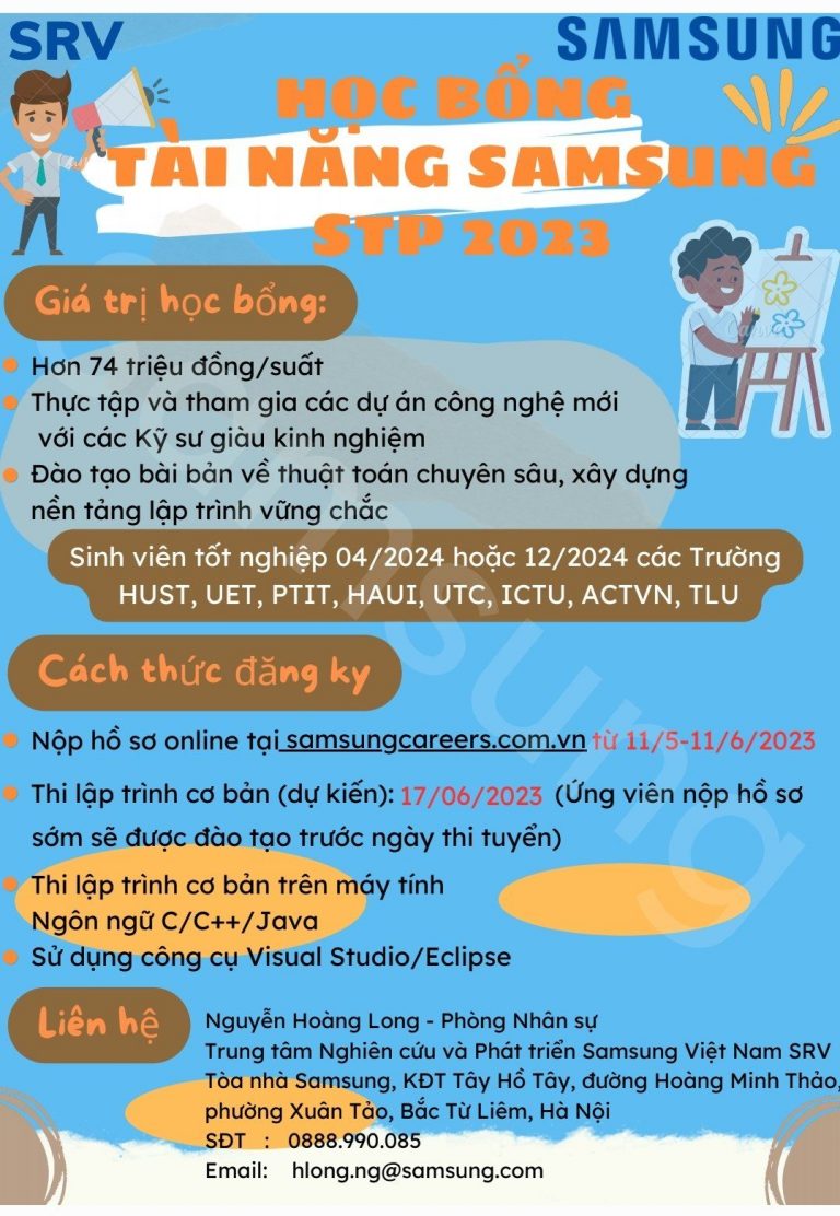 Học bổng tài năng STP – SAMSUNG TALENT PROGRAM 2023